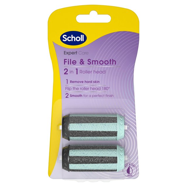 Scholl Two in One Electronic Foot File Refill Purple, 2 Per Pack