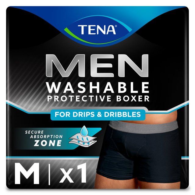 Tena for Men Black Cotton Washable Incontinence Boxer, Medium