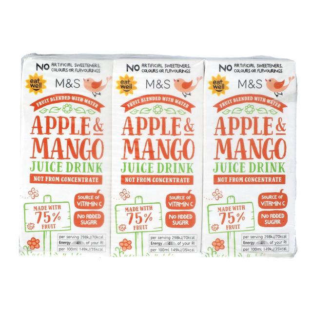 M & S Apple & Mango Juice Drink, 3 x 200ml