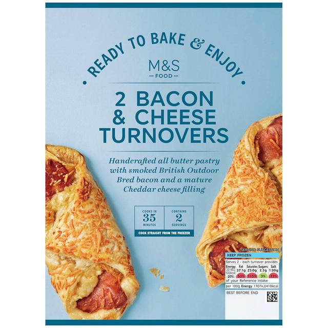 M & S 2 Bacon & Cheese Turnovers Frozen, 276g