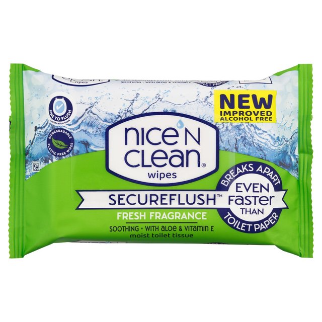 Nice ’N Clean SecureFlush Fragranced Moist Toilet Tissue With Aloe, 40 Per Pack