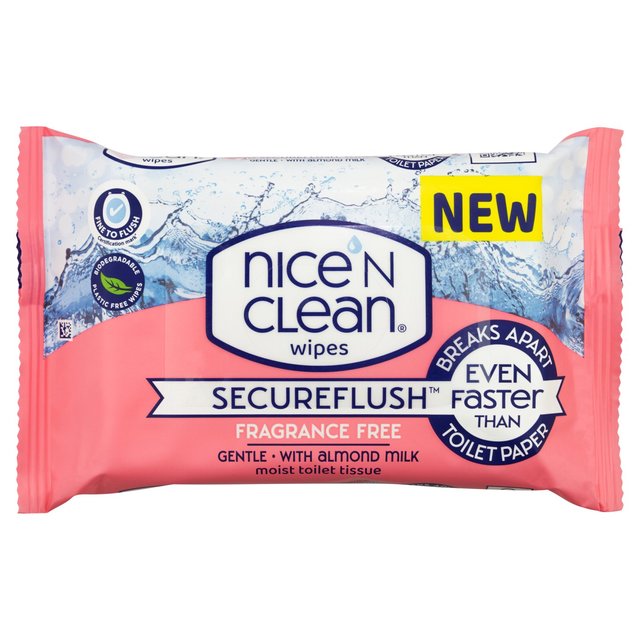 Nice ’N Clean SecureFlush Fragranced Moist Toilet Tissue With Almond Milk, 40 Per Pack