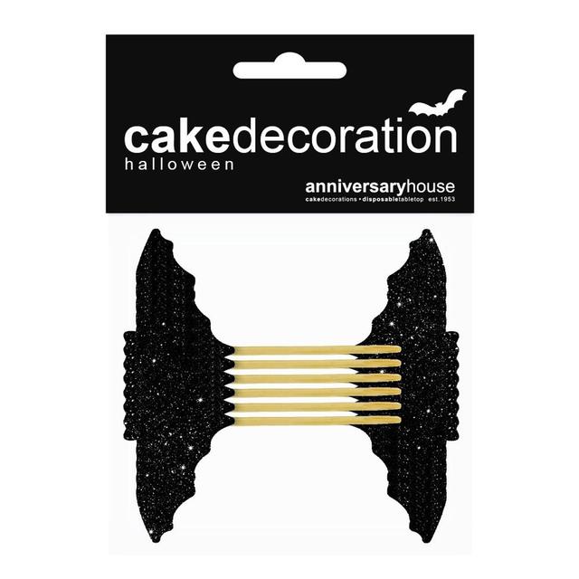 Creative Party Halloween Glitter Bat Cupcake Toppers, 12 Per Pack