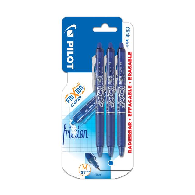 Pilot FriXion Clicker Erasable Ink Rollerball Pen 07 Medium - Blue