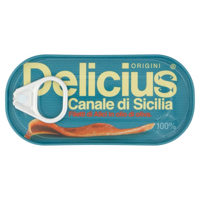 Delicius Strait of Sicily Anchovy Fillets in Olive Oil, 28g