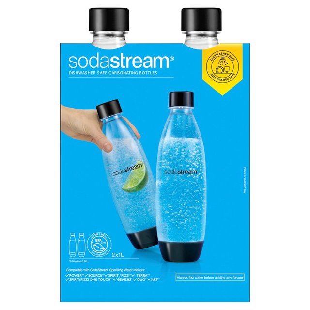 SodaStream Black Carbonating Bottles Twin Pack -, DWS, 2x1l