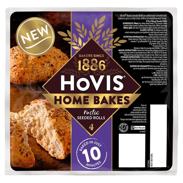 Hovis Bake At Home Rustic Seeded Rolls, 4 Per Pack