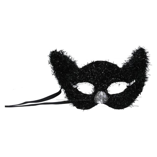 Gisela Graham Halloween Black Chenille Cat Mask