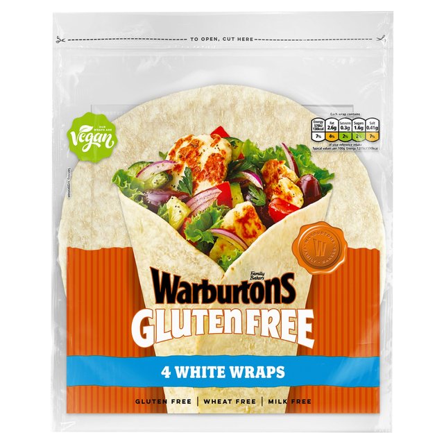 Warburtons Gluten Free 4 White Wraps, 180g