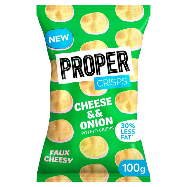 Proper Crisps Cheese & Onion Sharing, 100g