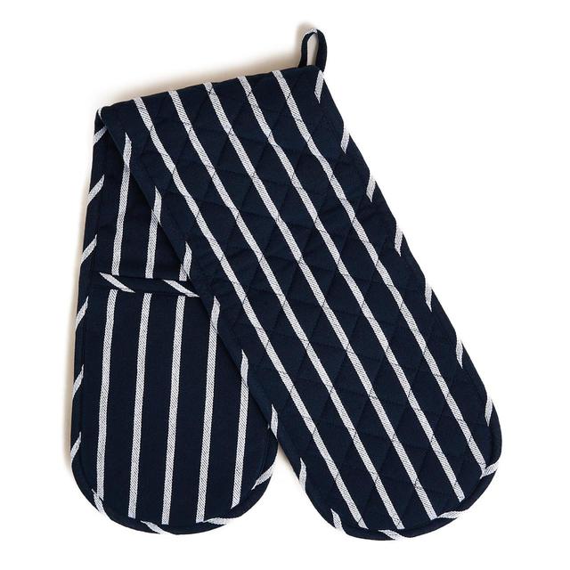M & S Butchers Stripe Double Oven Glove, 1 Size Navy