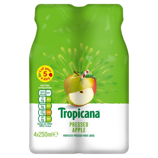 Tropicana Pressed Apple Fruit Juice, 4 x 250ml