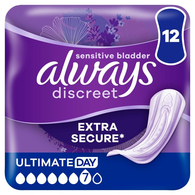 Always Discreet Incontinence Pads Ultimate Day, 12 Per Pack
