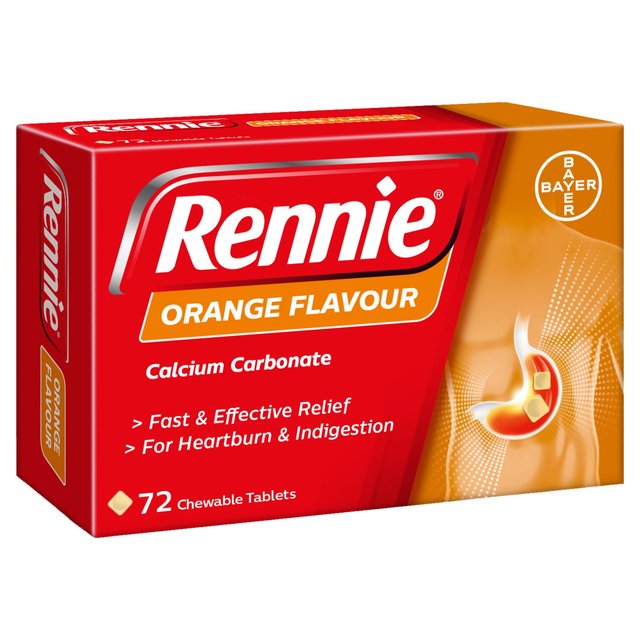 Rennie Orange Chewable Tablets, 72 Per Pack