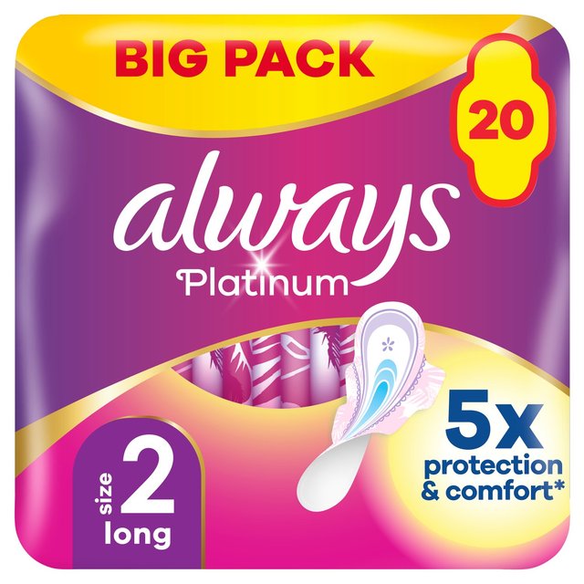 Always Platinum Long Sanitary Towels Wings Size 2