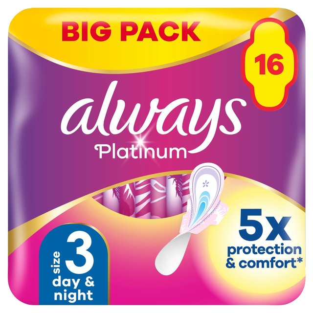 Always Platinum Night Sanitary Towels Wings Size 3