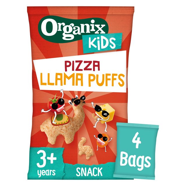 Organix Kids Pizza Wholegrain Organic Llama Puffs Multipack, 4 x 12g