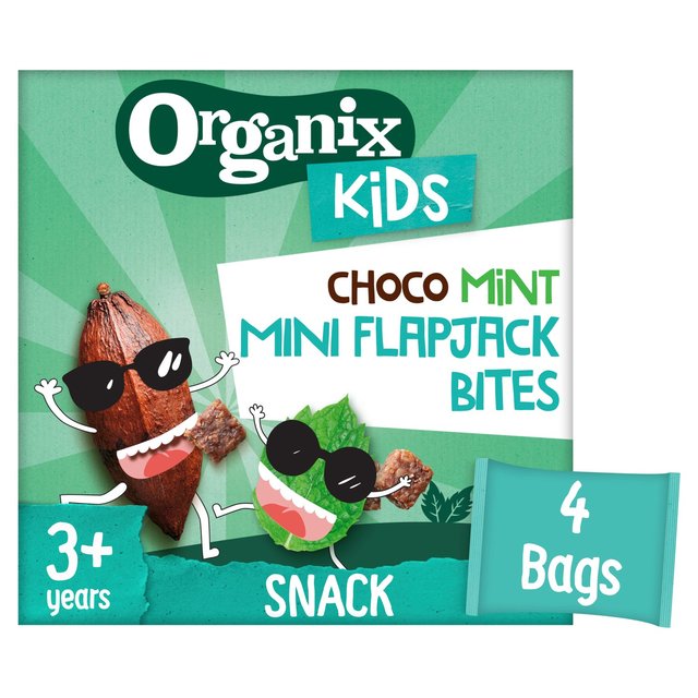 Organix Kids Cool Choco Mint Mini Organic Flapjack Bites, 4 x 23g