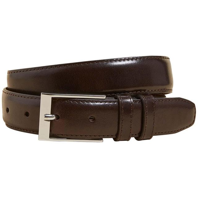 M & S Collection Mens Leather Smart Belt, Size S 30-32 Brown
