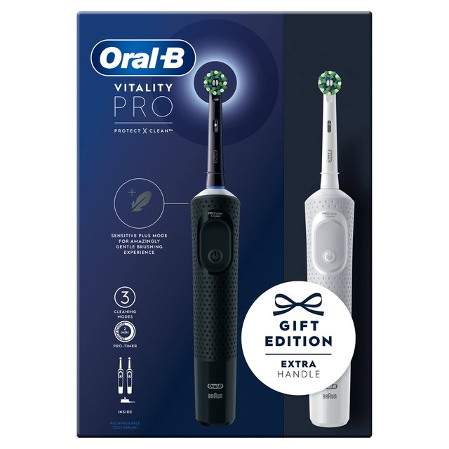 Oral-B Vitality PRO Black & White Electric Toothbrushes Duo Pack, 2 Per Pack