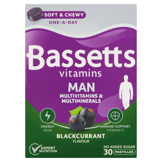 Bassetts Vitamins Man Multivitamins & Multimineral Blackcurrant Flavour, 30 Per Pack