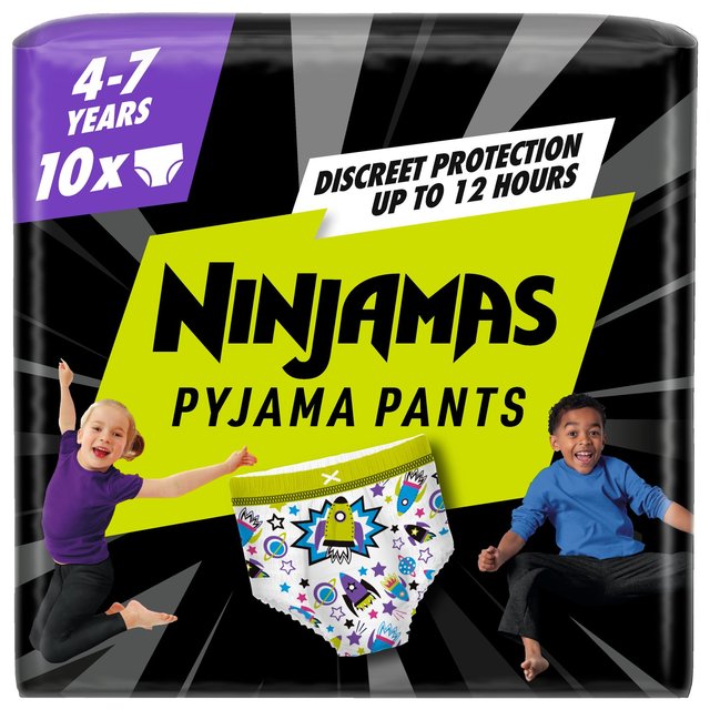 Pampers Ninjamas Pyjama Pants Boys, 10 Pyjama Pants, Size 4-7 Years, 17-30kg
