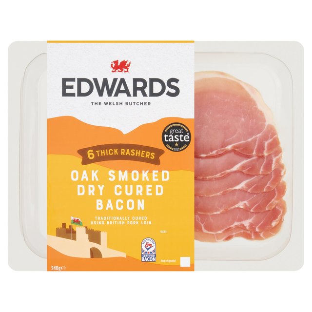 Edwards of Conwy Edwards Thick Oak Smoked Dry Cured Bacon, 240g