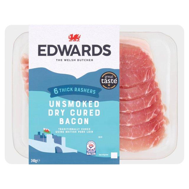 Edwards of Conwy Edwards Thick Unsmoked Dry Cured Bacon, 240g