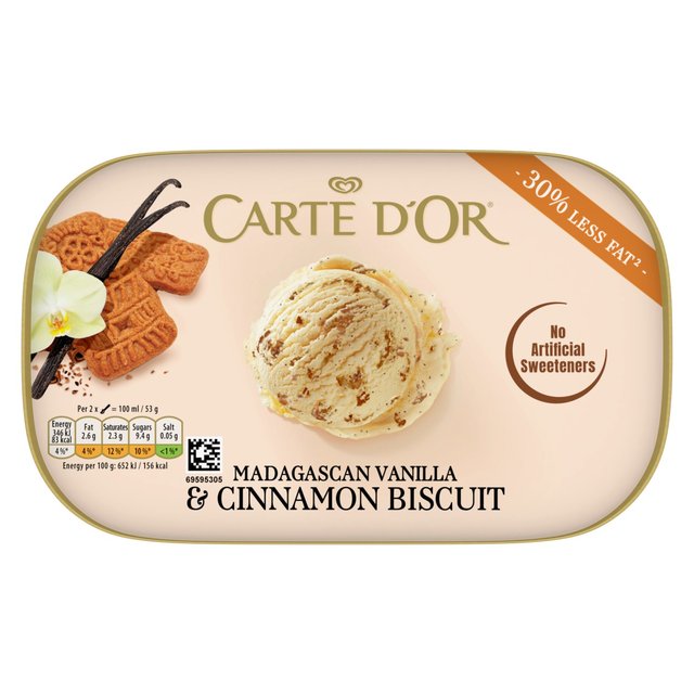 Carte D’or Vanilla & Cinnamon Biscuit Ice Cream Tub, 900ml