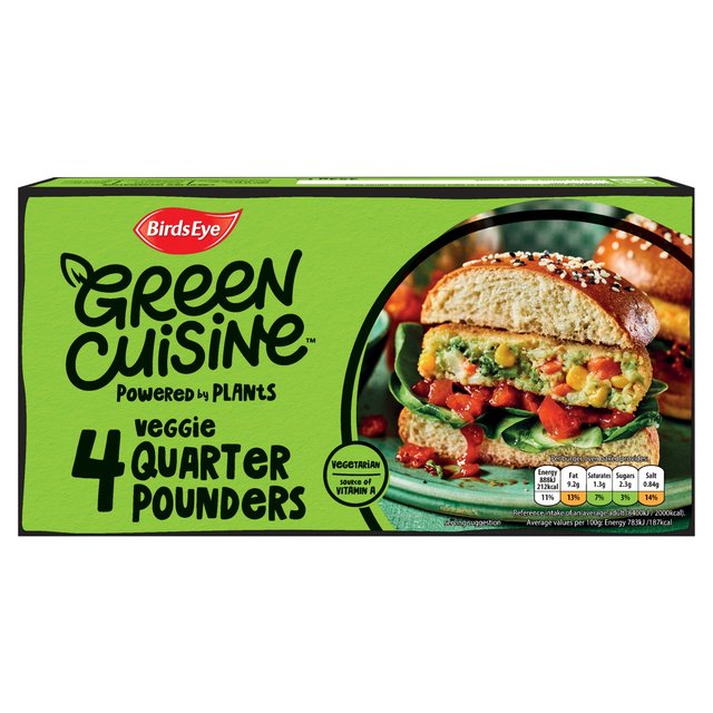 Birds Eye 4 Green Cuisine Vegetarian Veggie Quarter Pounder Burgers, 454g