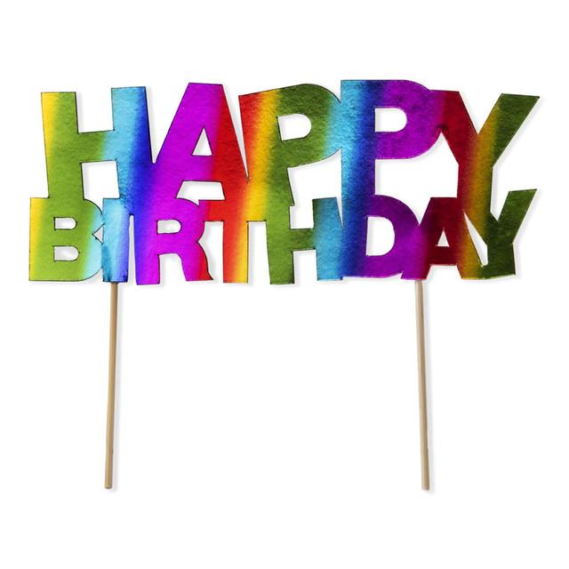 Anniversary House Rainbow Happy Birthday Cake Topper Foil