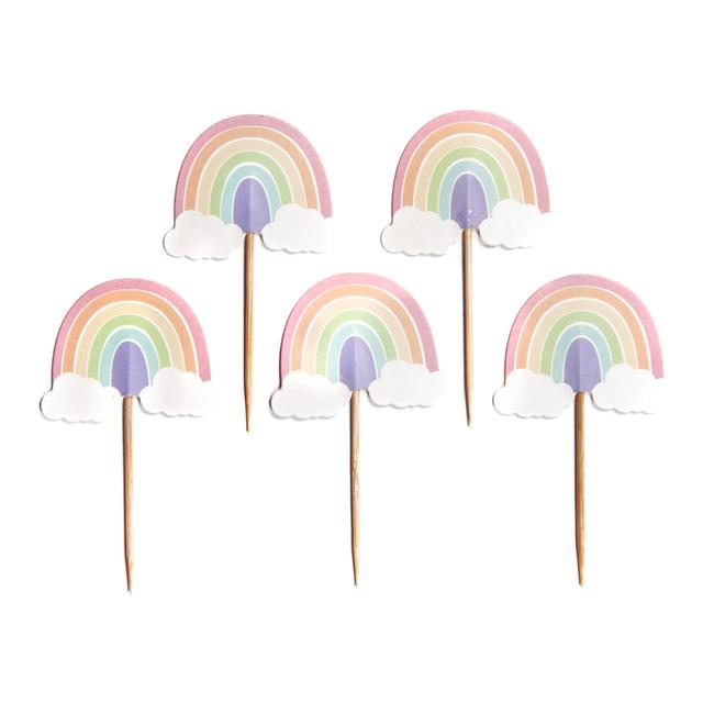 Anniversary House Pastel Rainbow Cupcake Toppers, 12 Per Pack
