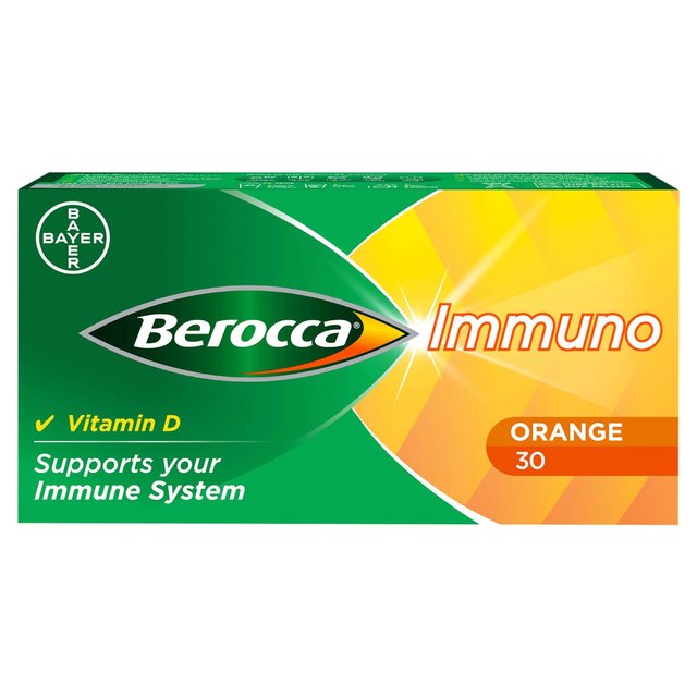 Berocca Immuno Orange Flavour Energy Immunity Vitamin Tablets, 30 Per Pack