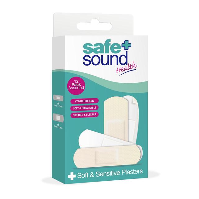 Safe & Sound Soft & Sensitive Plasters, 12 Per Pack