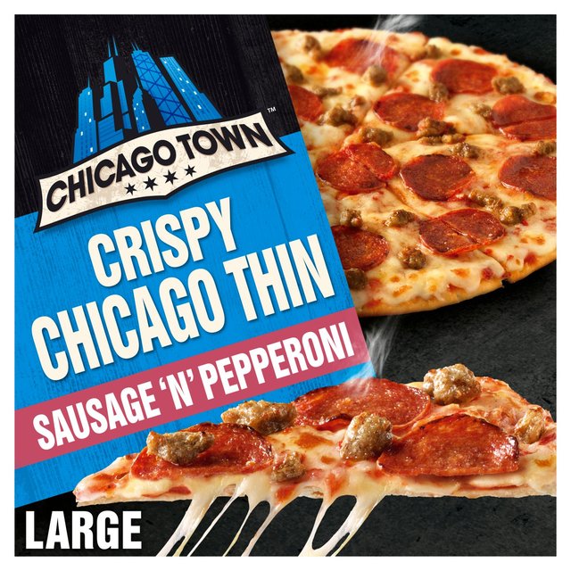 Chicago Town Crispy Chicago Thin Sausage & Pepperoni Large Pizza, 431g