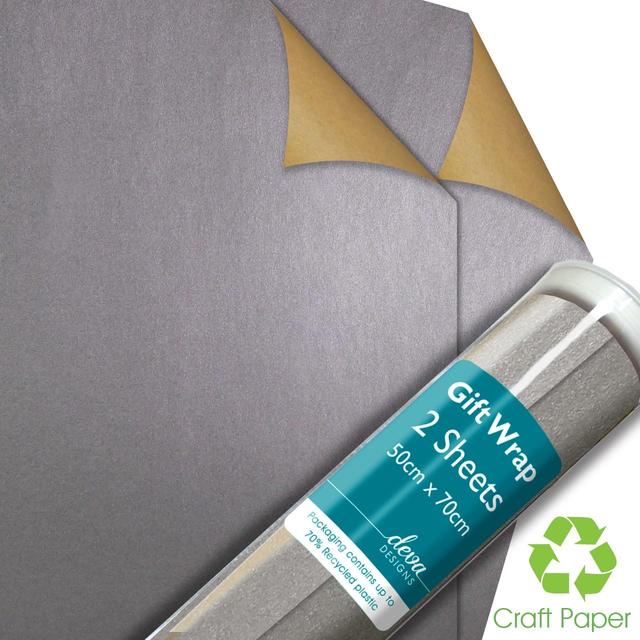 Deva Silver Craft Wrapping Paper, 2 Sheets