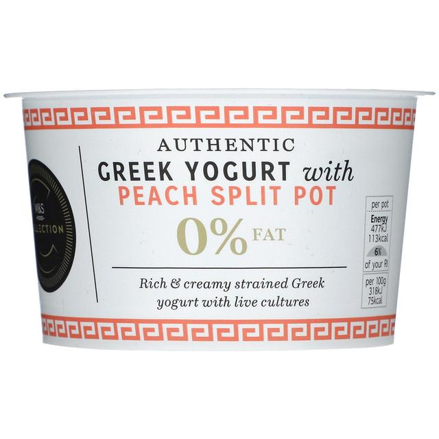 M & S Authentic Greek 0% Yogurt With Peach, 150g