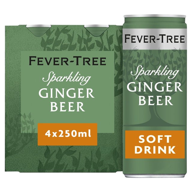 Fever-Tree Light Ginger Beer, 4 x 250ml