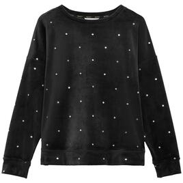 M&S Island Fleece Foil Printed Black Sweatshirt, Small-Extra Large