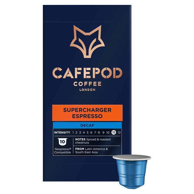 CafePod Decaf Supercharger Espresso Nespresso Compatible Coffee Pods, 10 Per Pack