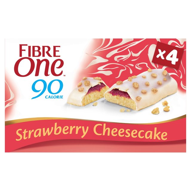 Fibre One 90 Calorie Strawberry Flavour Cheesecake Bars, 4 x 25g