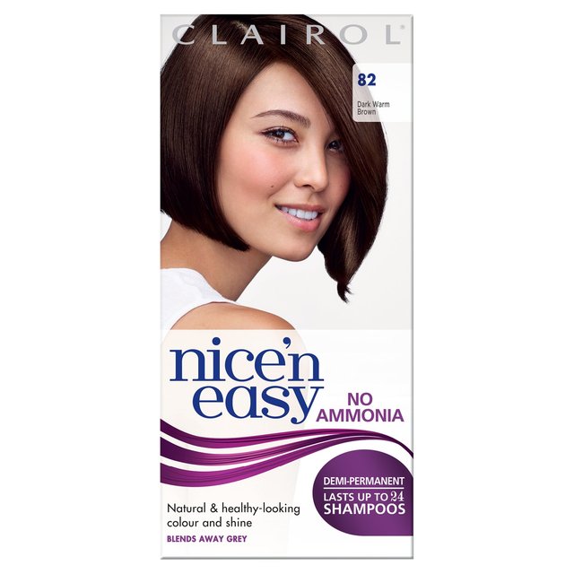 Clairol Nice’n Easy Semi-Permanent Hair Dye No Ammonia, 82 Dark Warm Brown