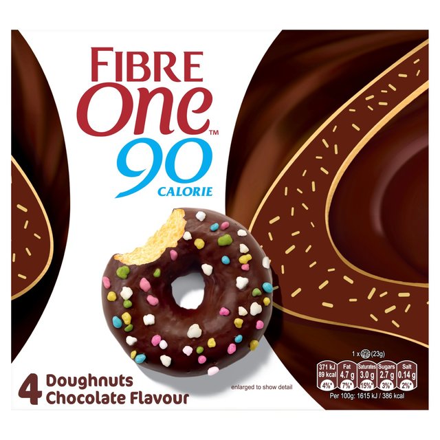 Fibre One 90 Calorie Doughnuts Chocolate Flavour, 4 x 23g