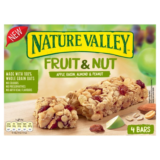 Nature Valley Fruit & Nut Cereal Bars Apple & Almonds, 4 x 30g