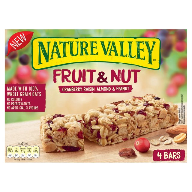 Nature Valley Fruit & Nut Cereal Bars Cranberry & Almonds, 4 x 30g