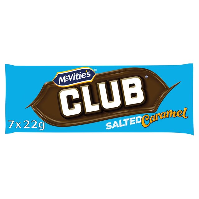 McVitie’s Club Salted Caramel Flavour Chocolate Biscuit Bars Multipack, 7 x 22g
