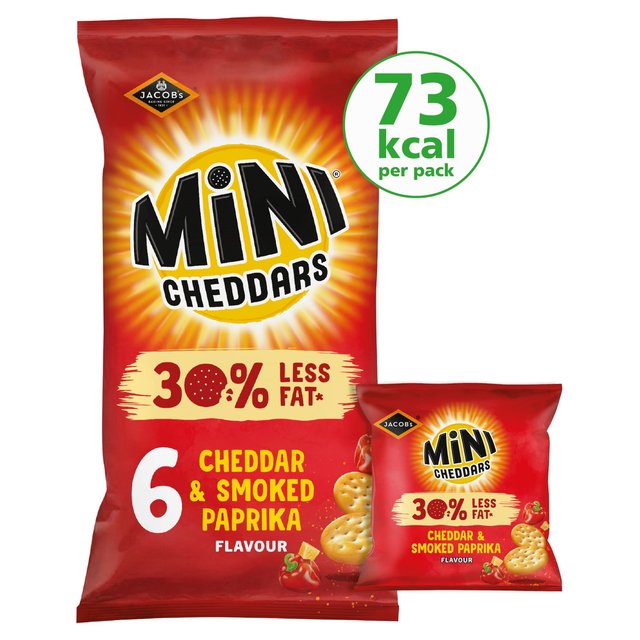Mini Cheddars 30% Less fat Cheddar & Paprika Multipack, 6 Per Pack