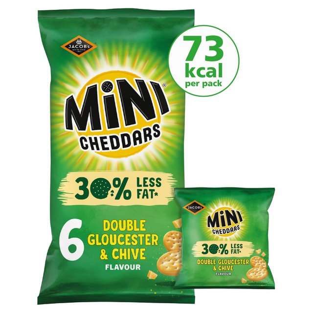 Mini Cheddars 30% Less fat Gloucester & Chive Multipack, 6 Per Pack