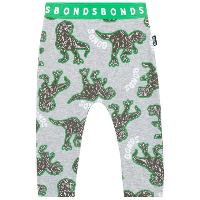 Bonds Leggings T-Rex And Friends New Grey Marle, 3-6 Months