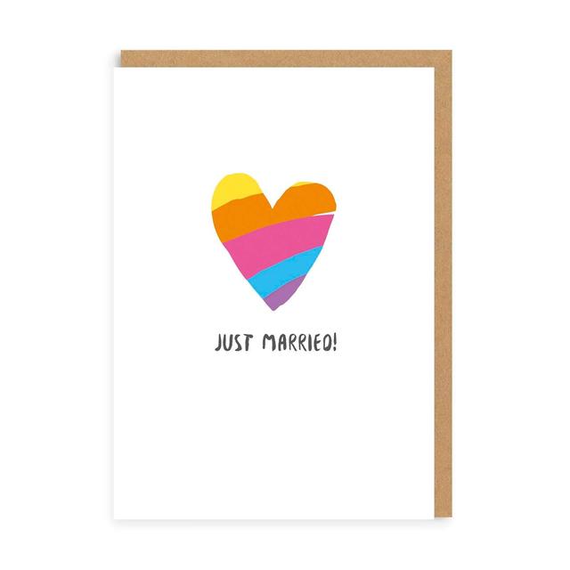 Ohh Deer Just Married Rainbow Heart Wedding Card
